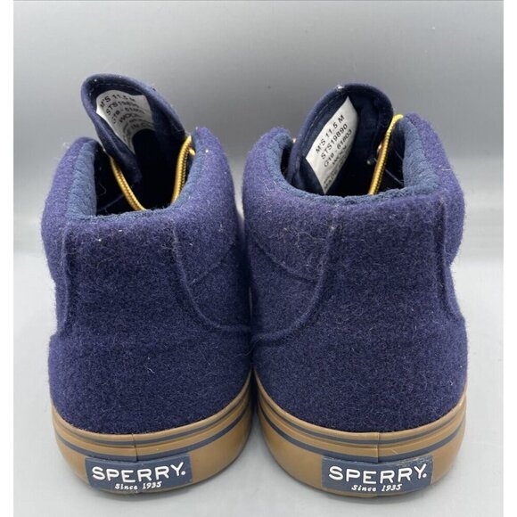 Sperry Mens Blue Wool Ankle Boots Lace Up Size 11.5 Casual Winter Warm - Picture 3 of 8